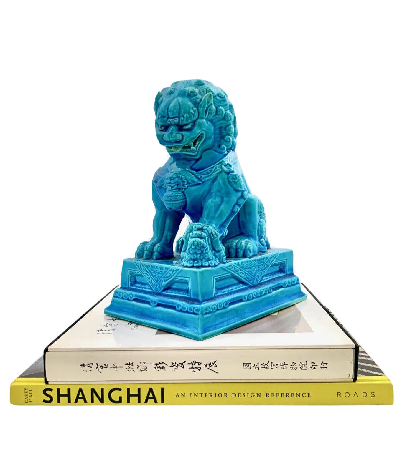 Foo Dog Figurine Chinese Guardian Lion Porcelain Vintage 1950s Oriental Decor