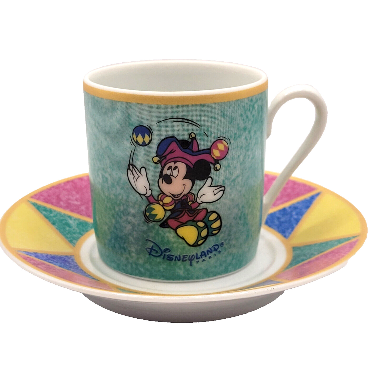 MICKEY Disneyland PARIS 5TH Anniversary Artoria Limoges Tea Cup & Saucer RARE