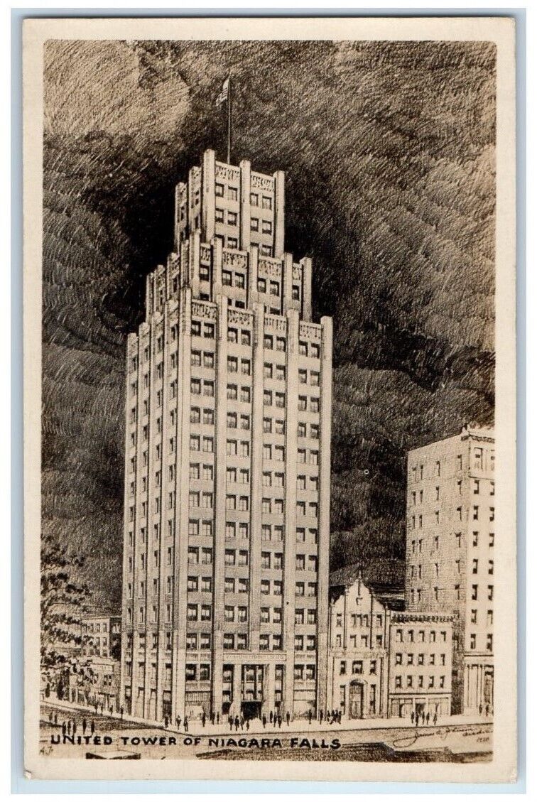 c1920's United Tower Building Of Niagara Falls New York NY RPPC Photo Postcard