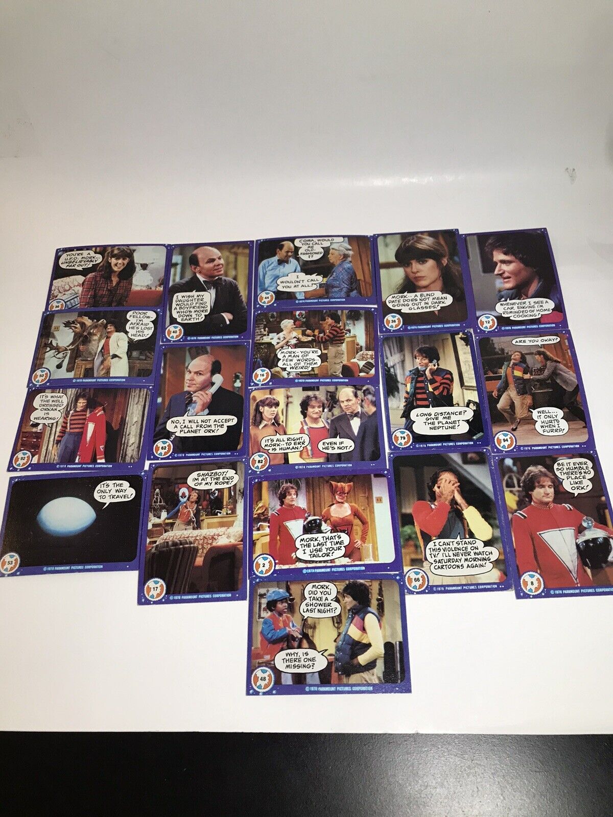 1978 Paramount Pictures Mork And Mindy Trading Cards Lot 18 Cards Robin Williams