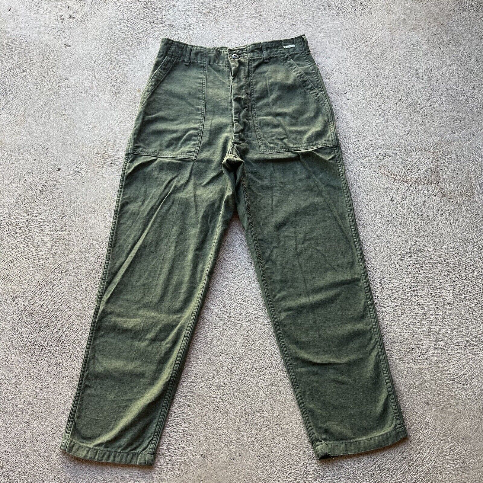 Vintage Military Pants 32x30 Green OG 107 Trousers Utility US Army Sateen