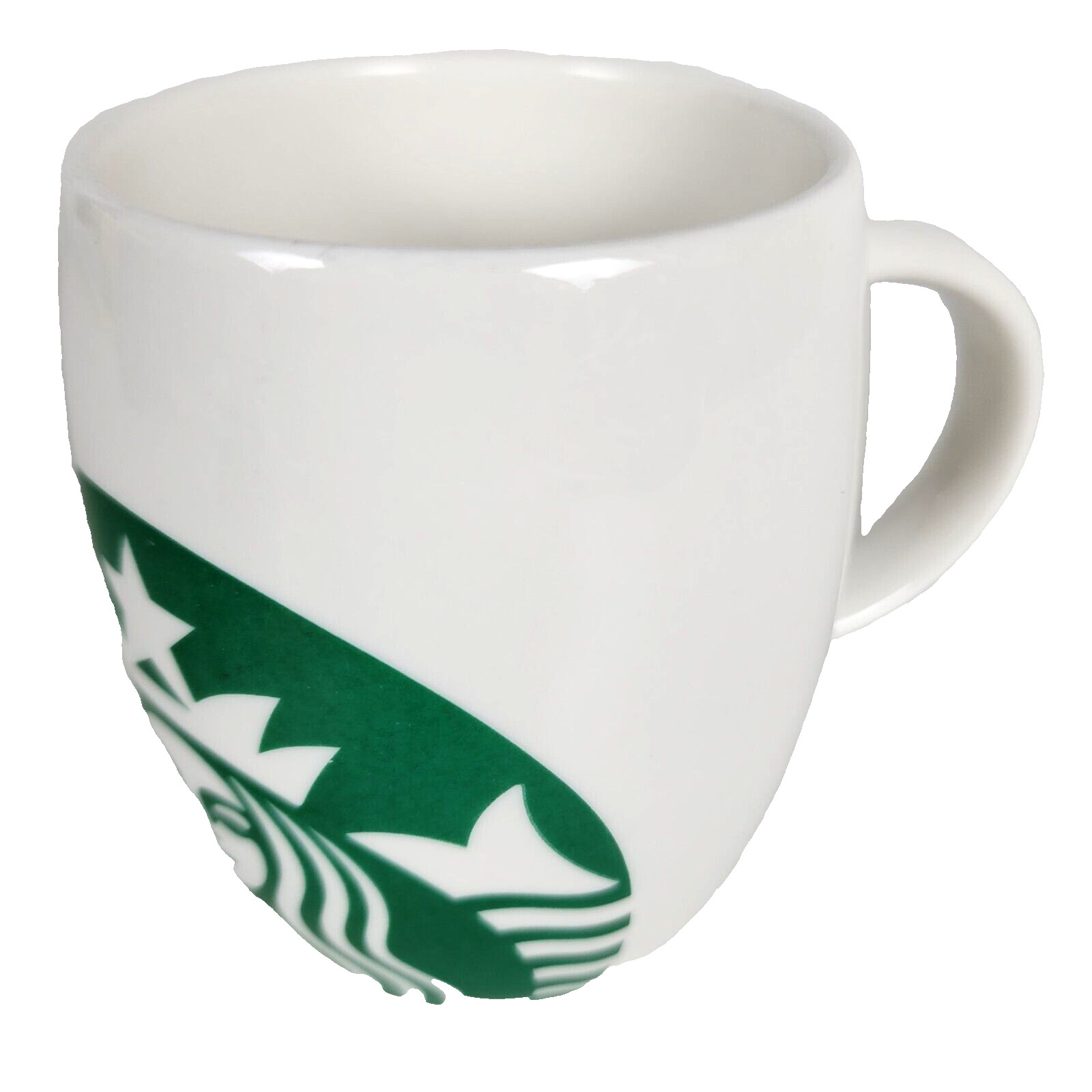 Starbucks Coffee Cup 2010 White Barrel Matte Green Mermaid Ceramic Mug Handle