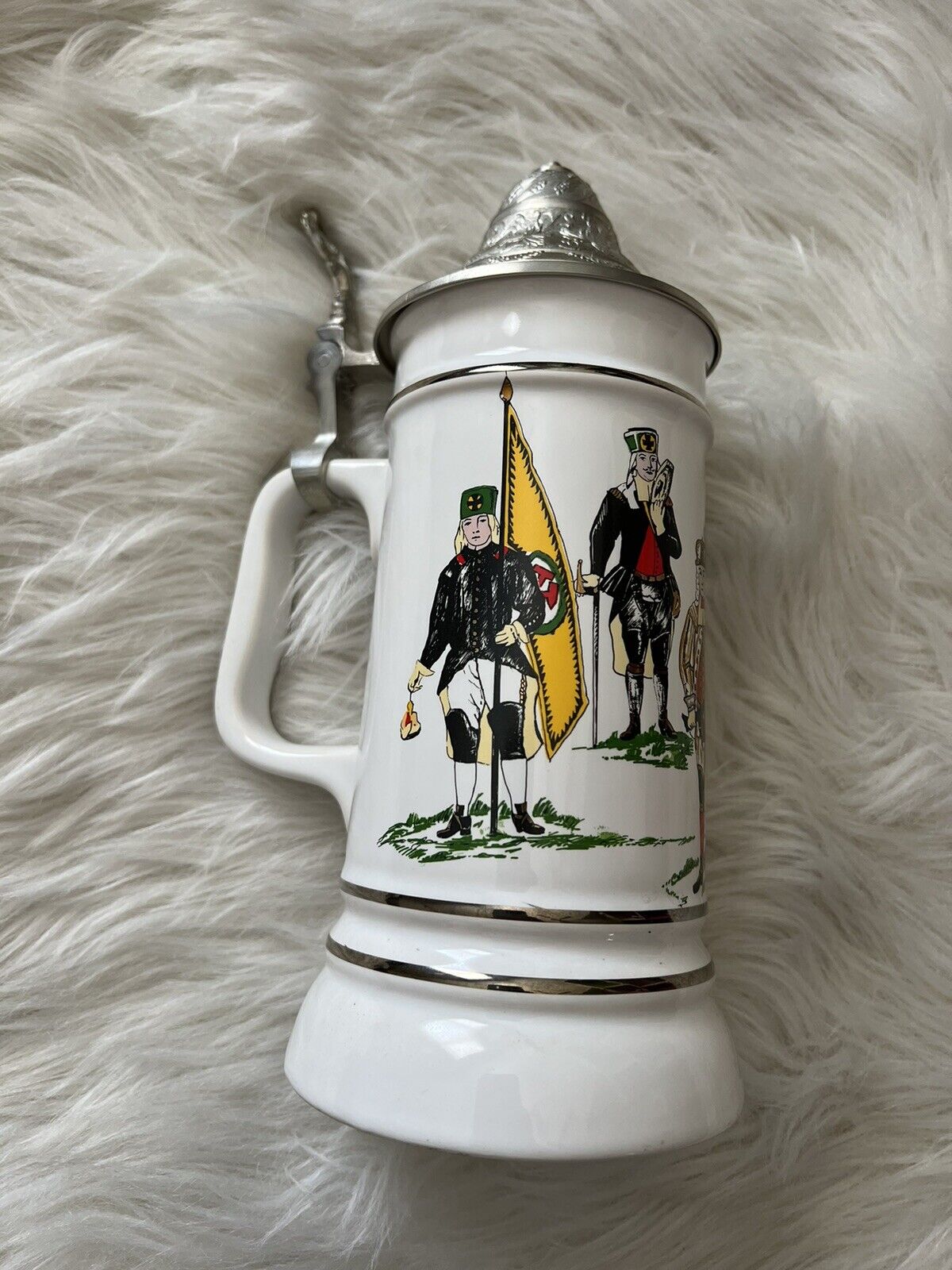 Vintage Porcelain Collector German Beer Stein 1719 Parade Seidel Miners Rare
