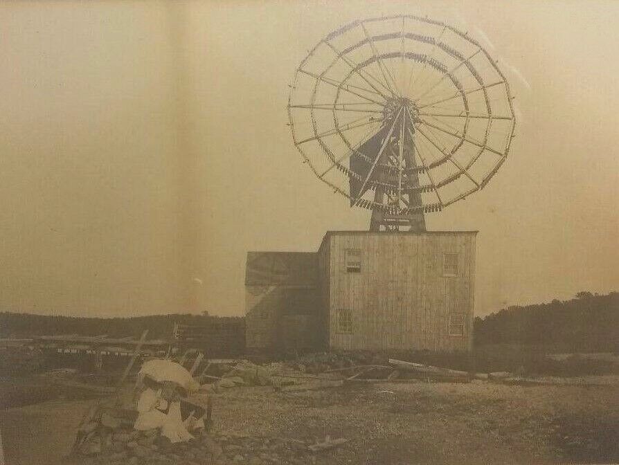 Antique Large Format Windmill Photo - Very Unique Windmill - U.S.? Water? Power?