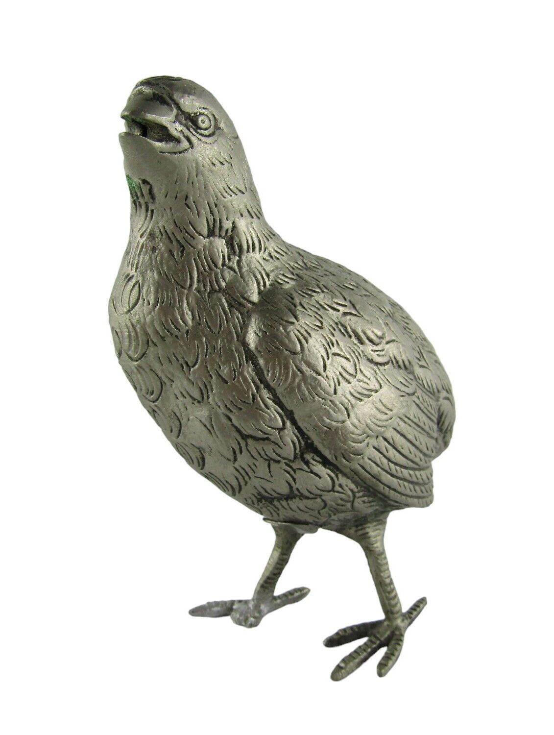 Vintage Gucci 1970\'s Quail Bird Standing Pewter Figurine, DAMAGED FOOT