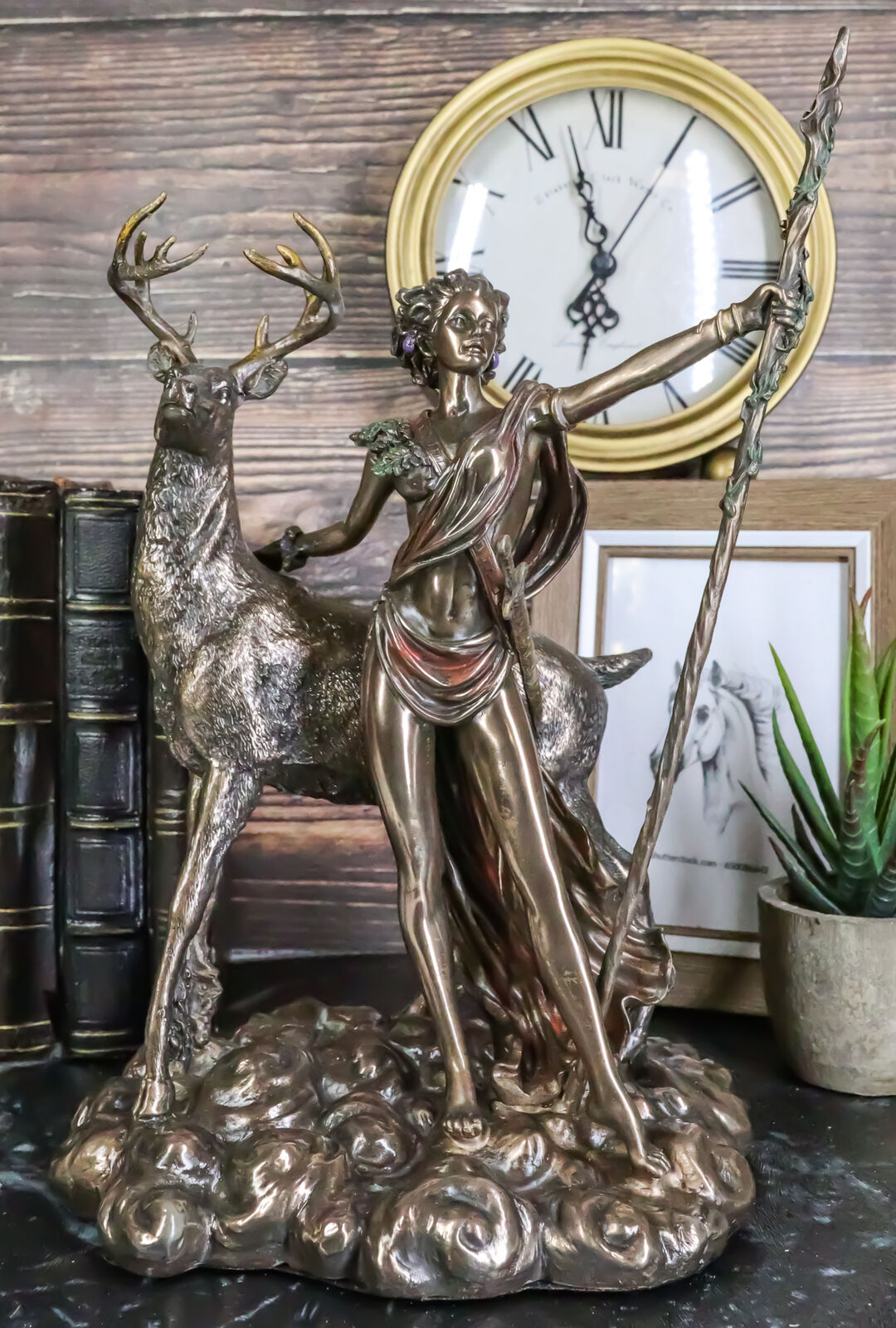 10.25 Inch Greek Goddess Diana Artemis and Moon Statue Figurine