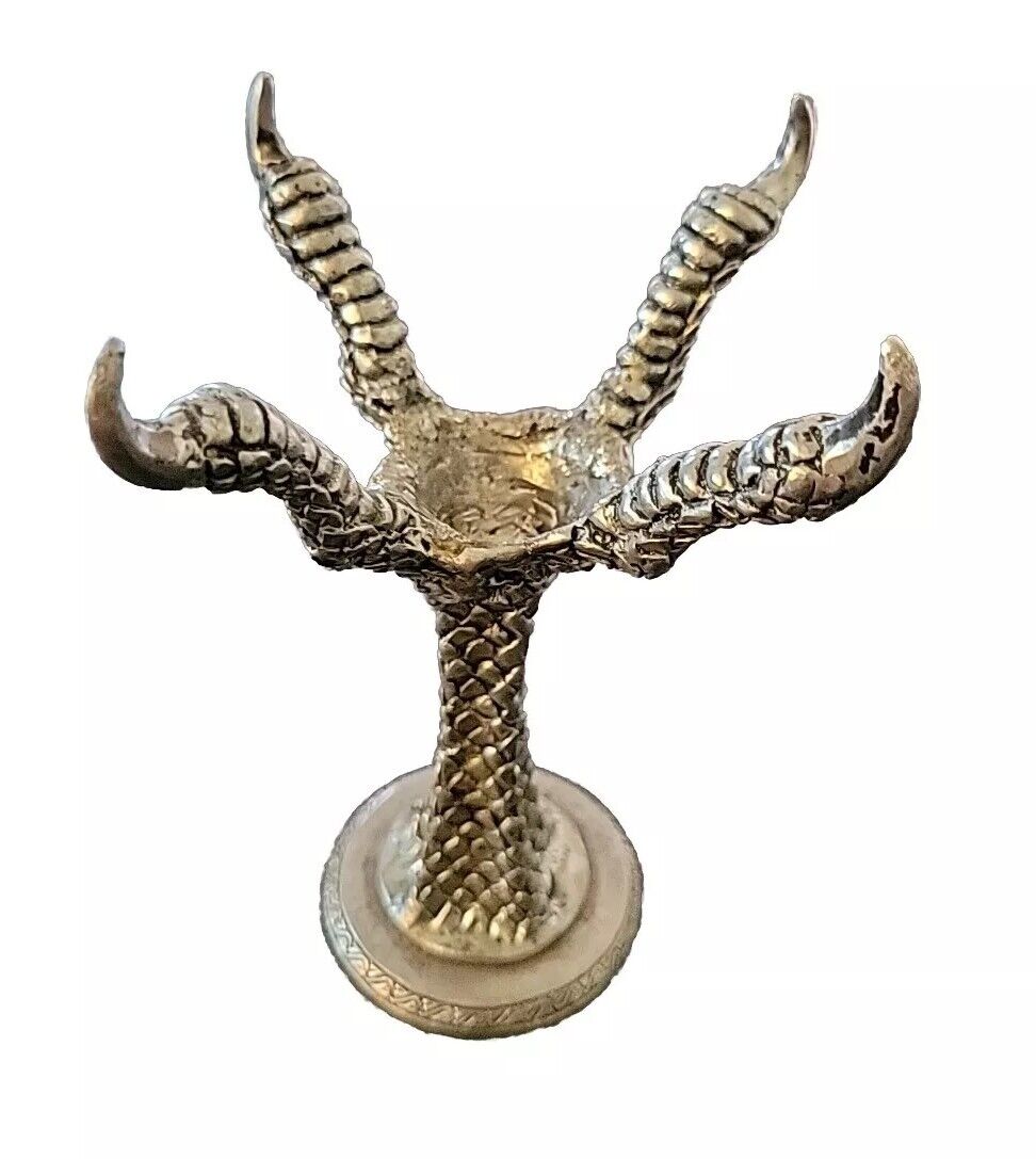 Pewter Dragon Claw Vintage  Sphere/ Glass/? Holder, 5.25\