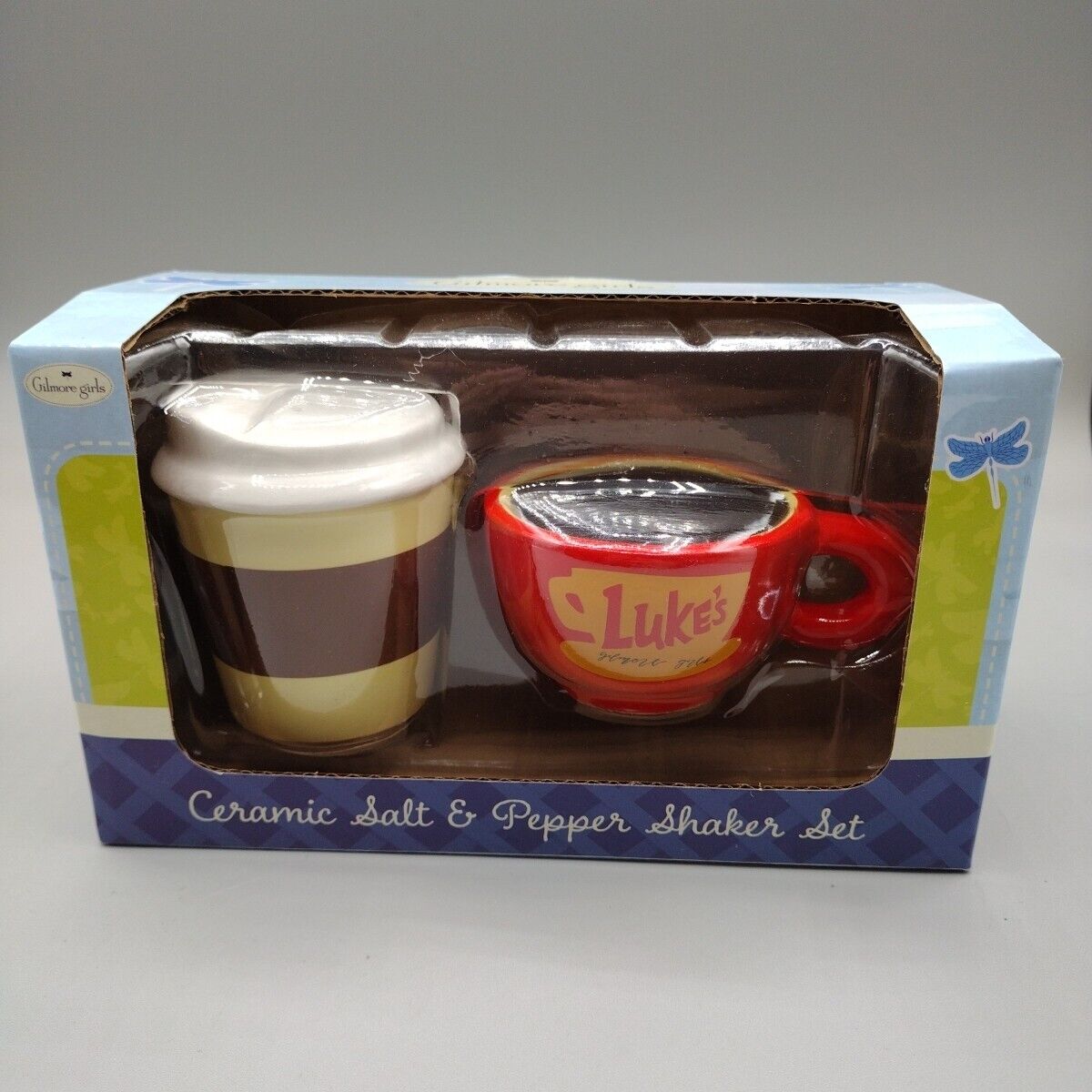 Gilmore Girls Latte Mug Ceramic Salt And Pepper Shaker Set “Luke’s” NEW Sealed