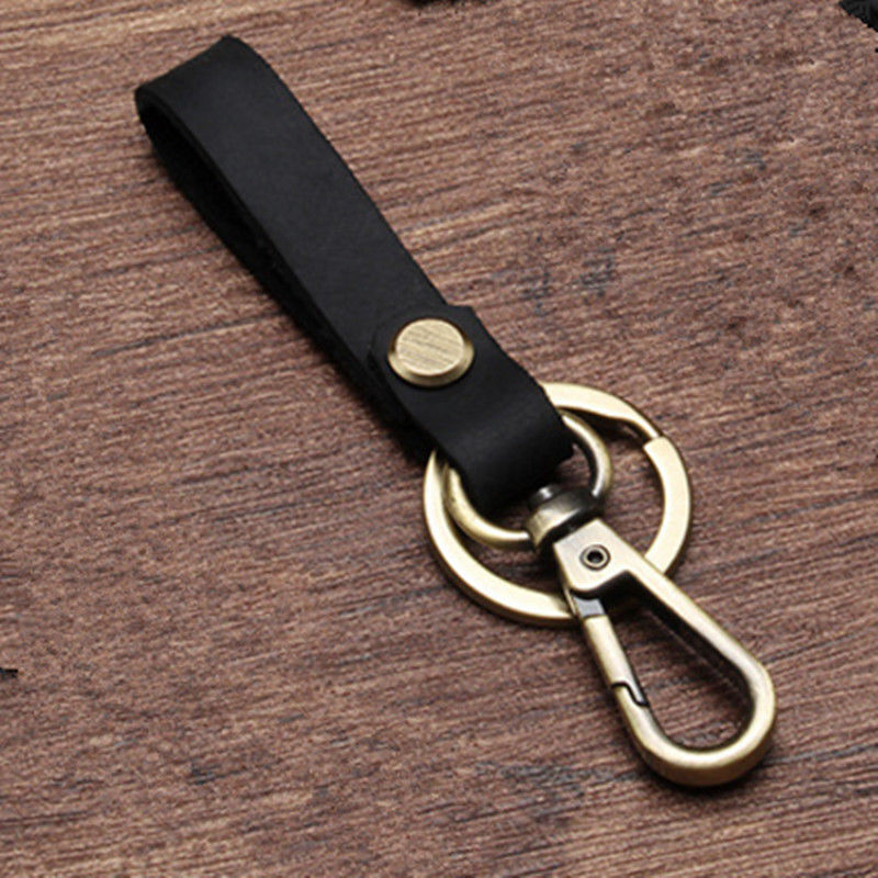 KEY CHAIN & LEATHER Belt Loop Key Holder Ring Keychain Keyring Keyfob Detachable