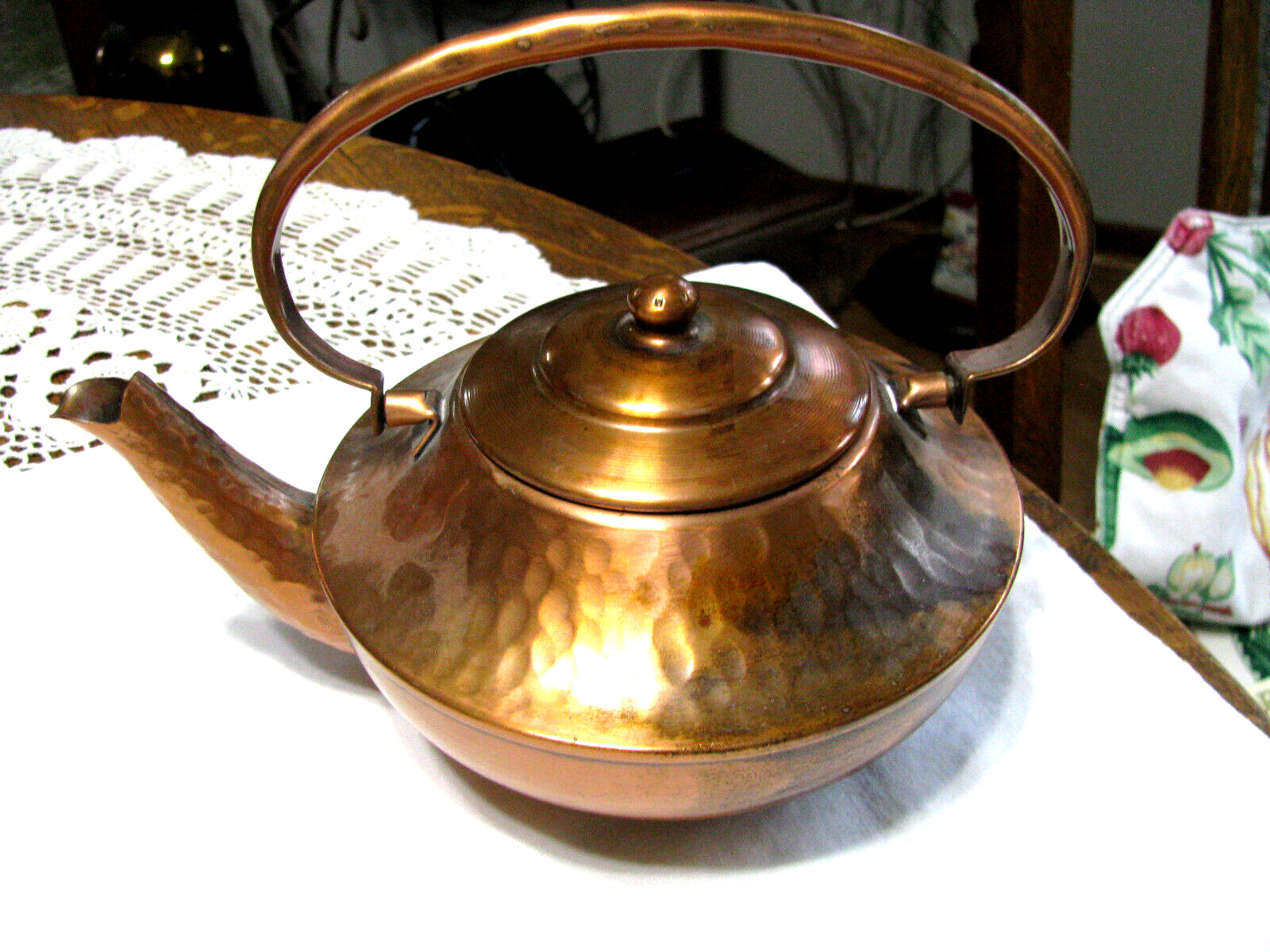 Vintage Gregorian Copper Teapot-Hammered Copper
