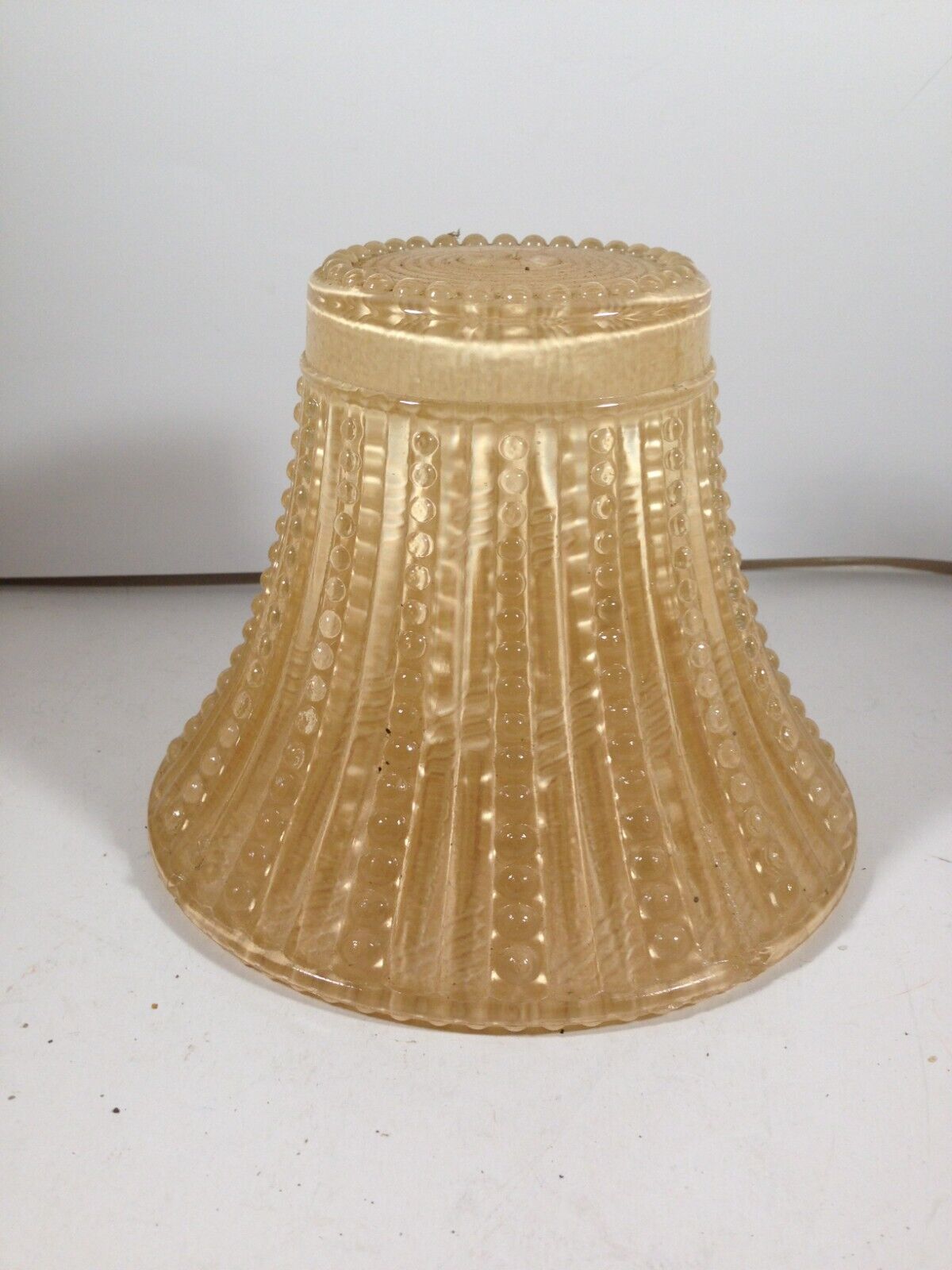 Vintage Lamp Shade Ceiling Vanity Honey Glass Beaded Ribbed