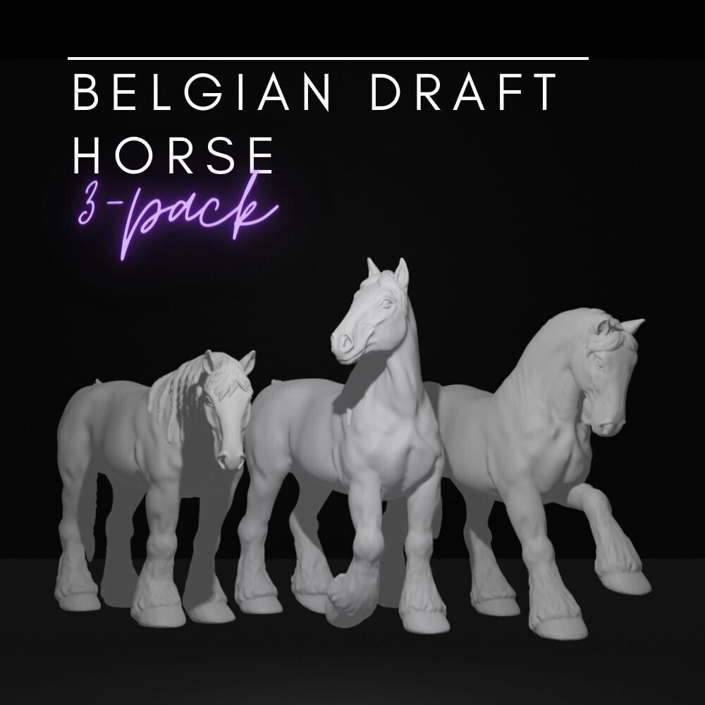 Breyer size Stablemate 1/32 resin 3 pack of Belgian draft horses - white resin