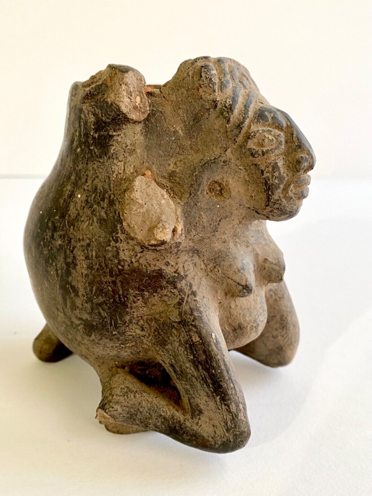 Mesoamerican Mayan Pre Columbian Tripod Fertility Vessel Figure Statue Figurine