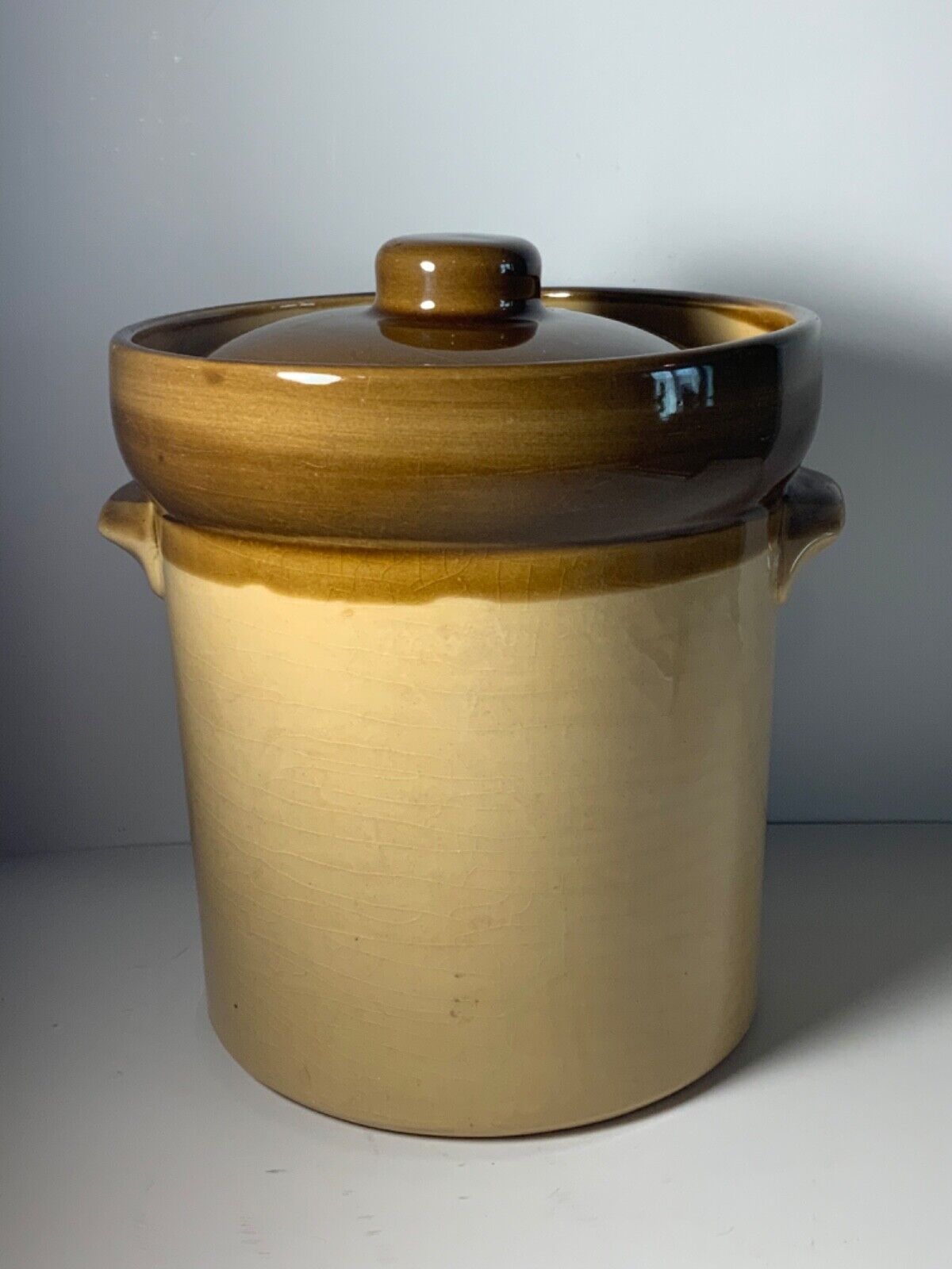 Vintage T.G. Green Granville English Stoneware Lidded Crock Made in England 7.5\
