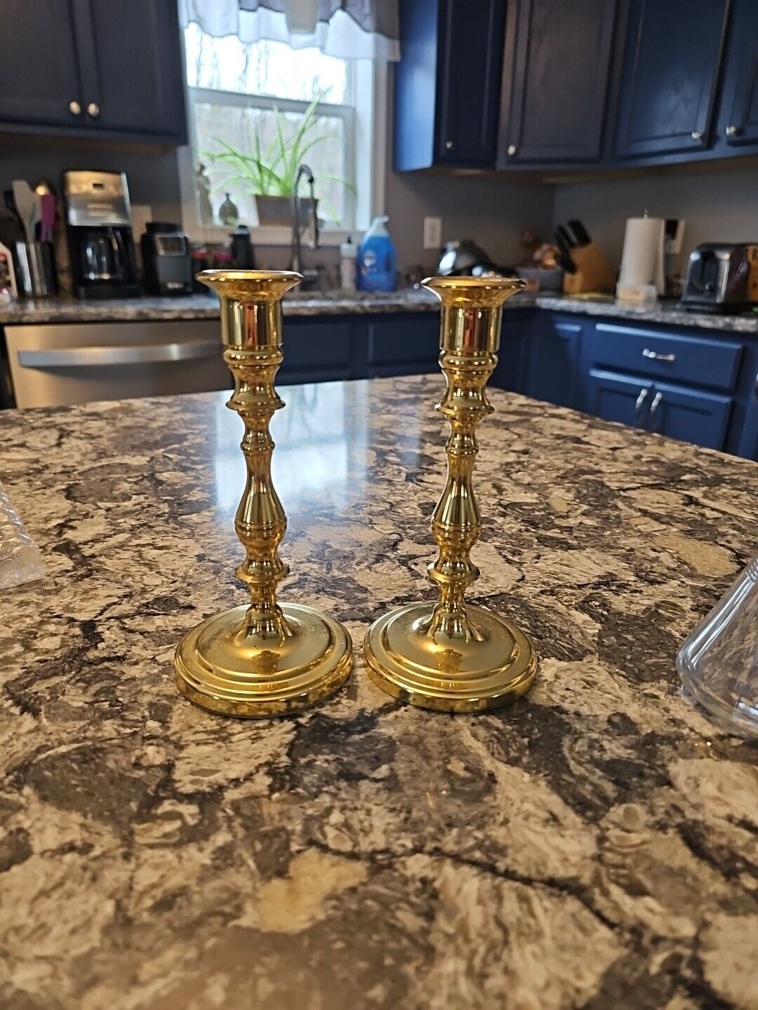 Vintage Baldwin Polished Brass Candlesticks Pair  7” Forged In America Taper