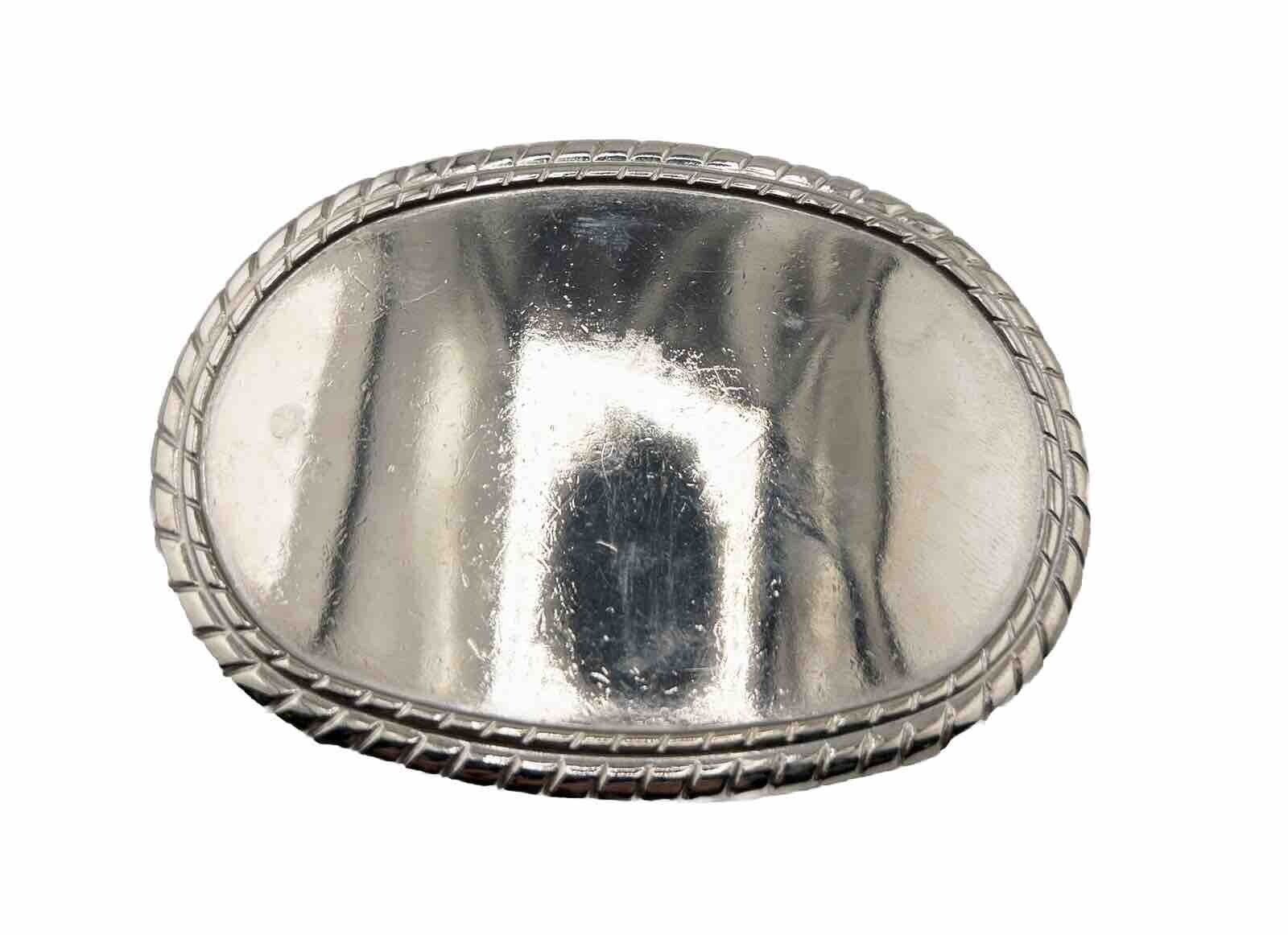 Vintage Western Belt Buckle Silver Toned Mirror 
