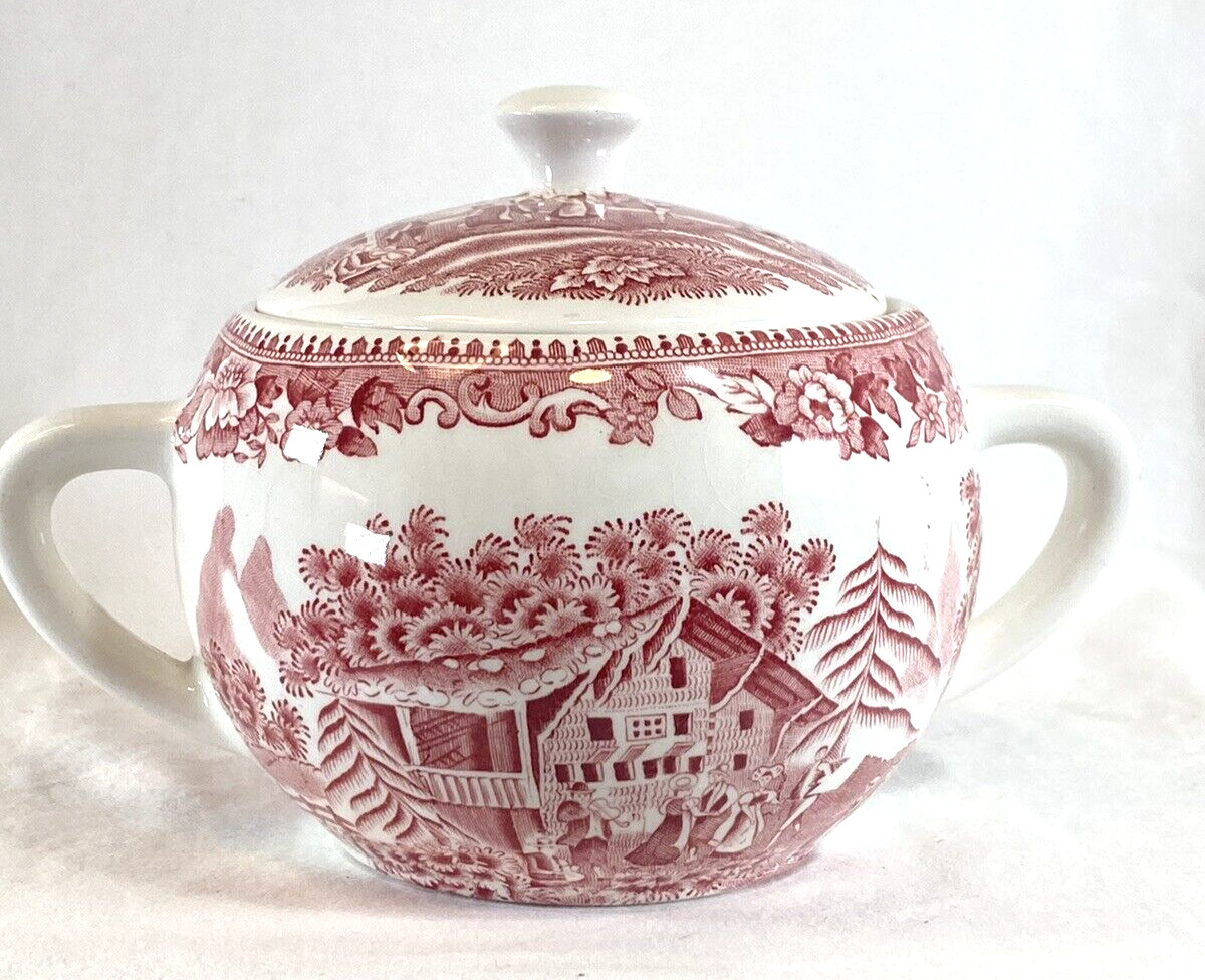 Wedgwood & Co “Avon Cottage Pink Lidded and Handled Sugar Bowl