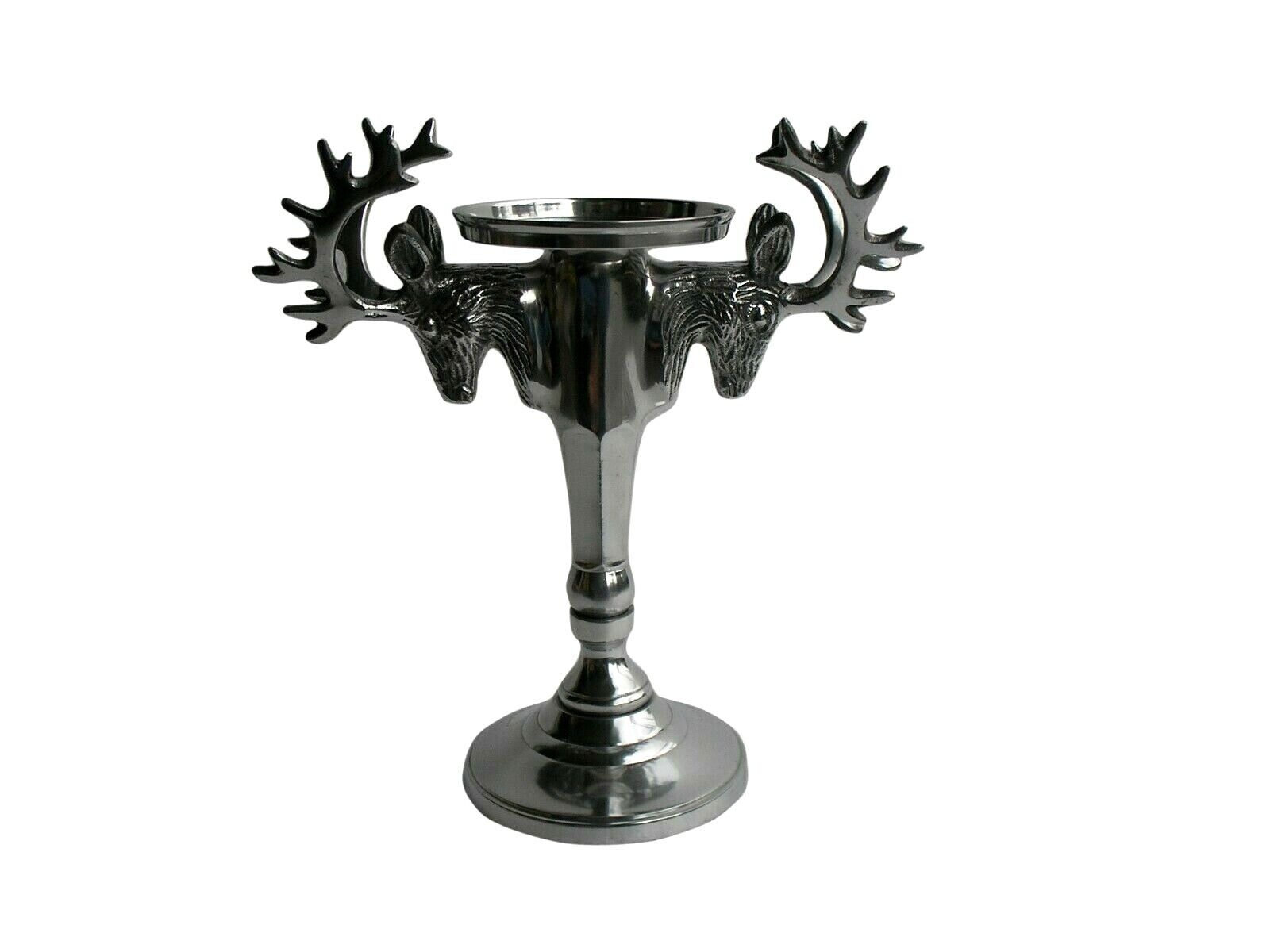 Aluminium Stag Head Pillar Candle Holder 10 inches Deer Head Candle Stand
