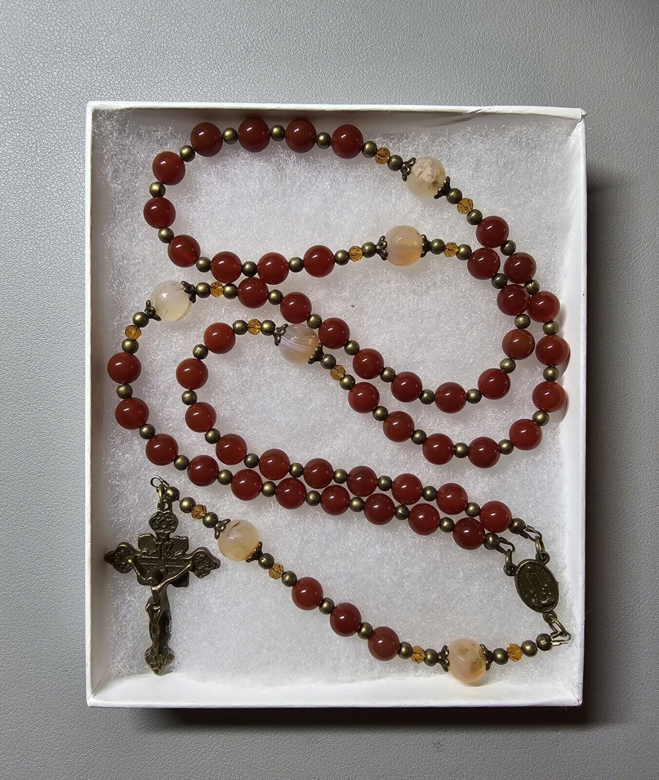 Large One Of A Kind Hand Crafted Rosary Made With Orange Carnelian And Fire...