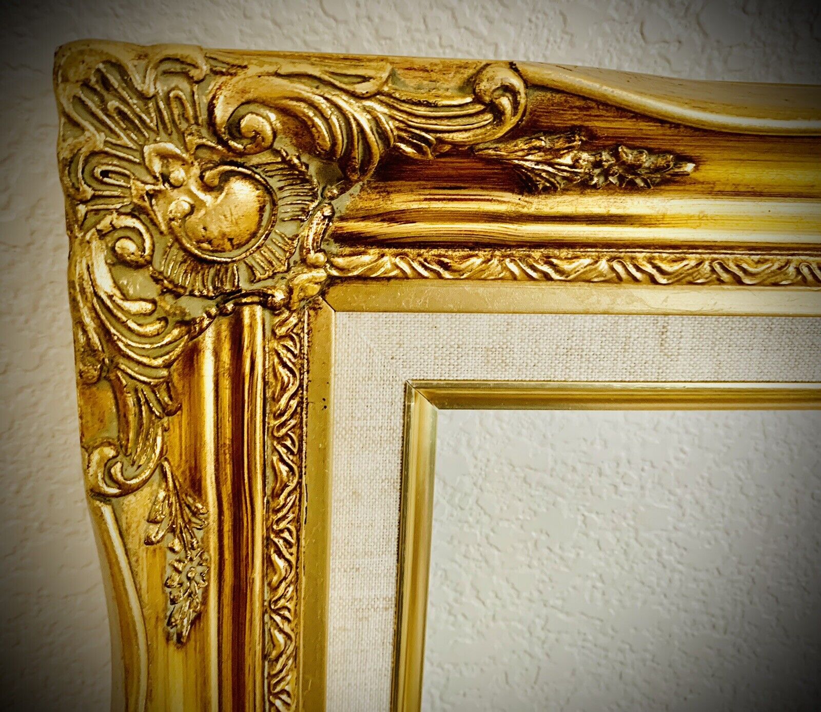 Antique Gold Gesso Picture Frame Fits 8x10 Wood Ornate Victorian Linen Liner