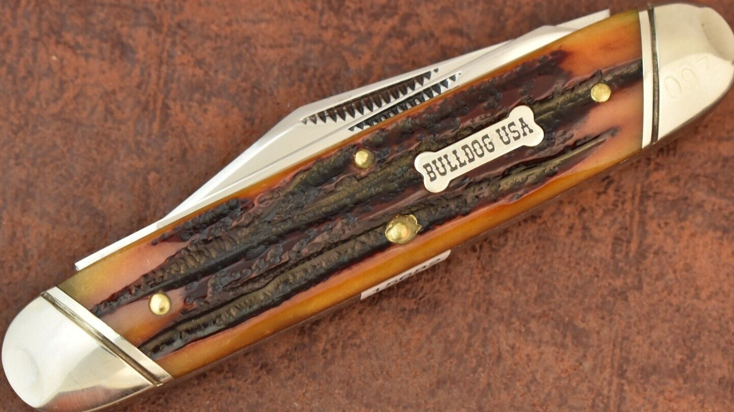 RARE BULLDOG USA GREAT EASTERN GEC STAG BONE CIGAR WHITTLER KNIFE 2009 (15682)