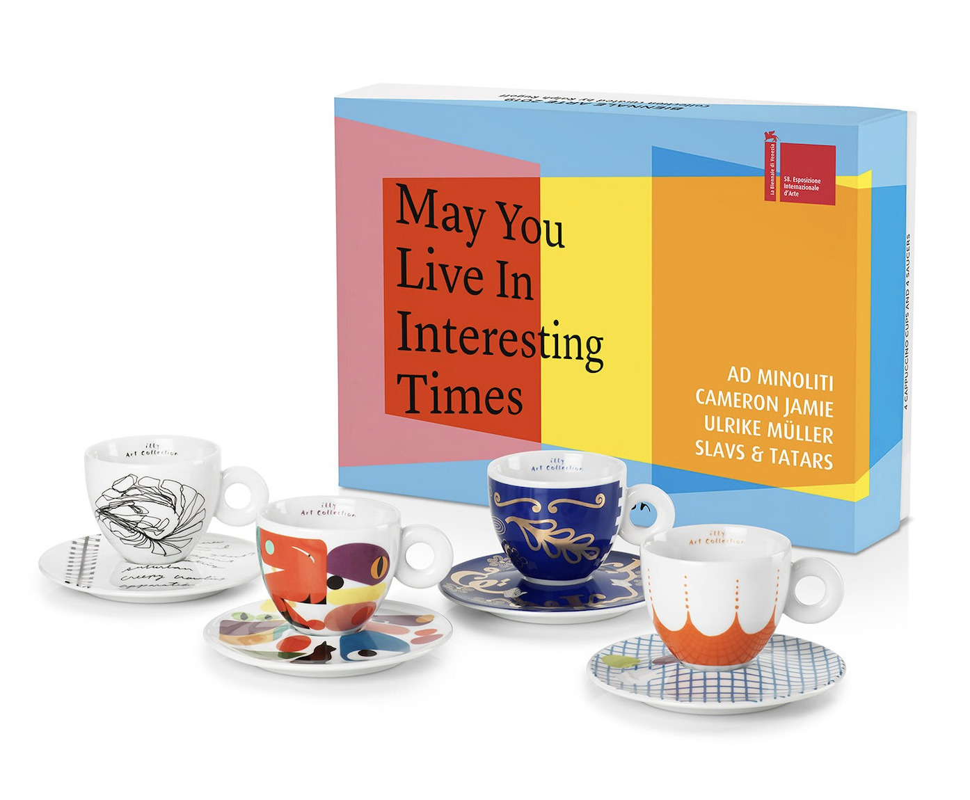 Illy Art Collection 2019 - Biennale Art - Cappucinno  Cups & Saucers - NEW
