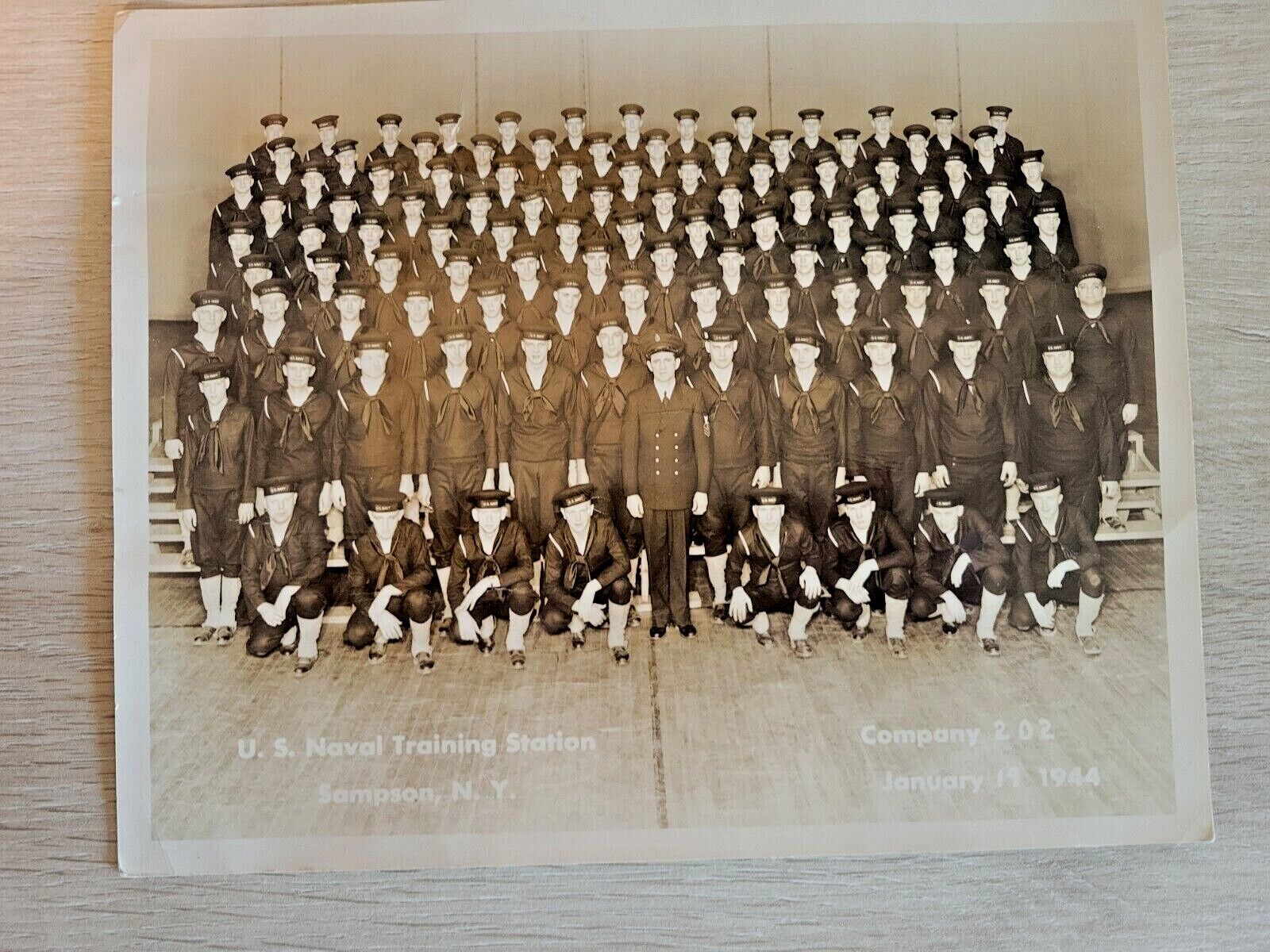 1944 US Naval Training Station Sampson, NY, Panoramic Class Photo Co 202 WW2