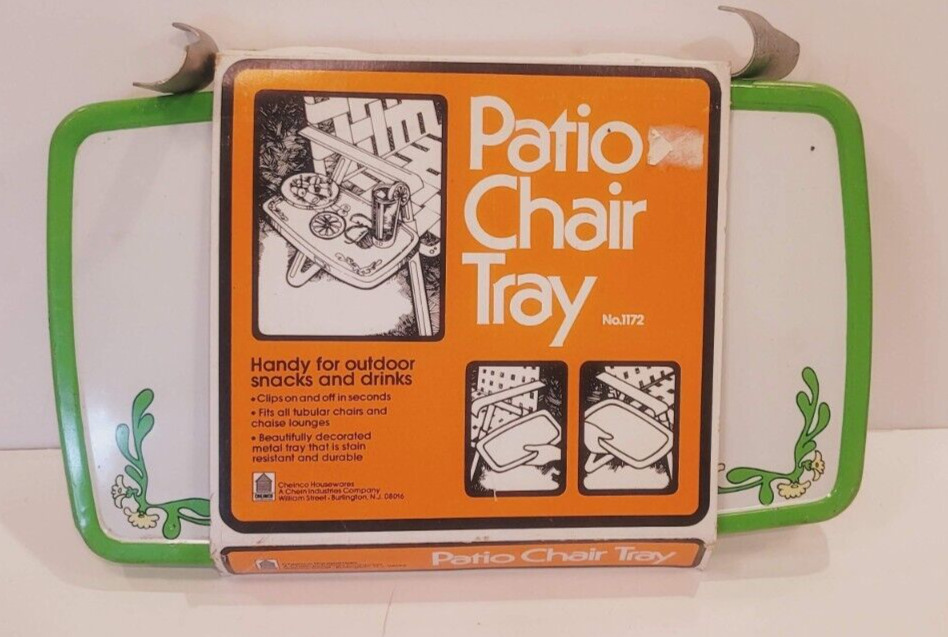 Cheinco Vintage Patio Chair Chaise Tray Flower Power MCM Fruit New in Package