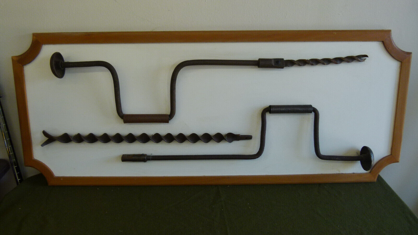 Vintage Unique Set of Brace Drill Bit Wall Mounted Home, Garage Decor