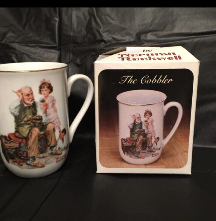 Vintage 1982 Norman Rockwell “The Cobbler” Collector’s Porcelain Mug
