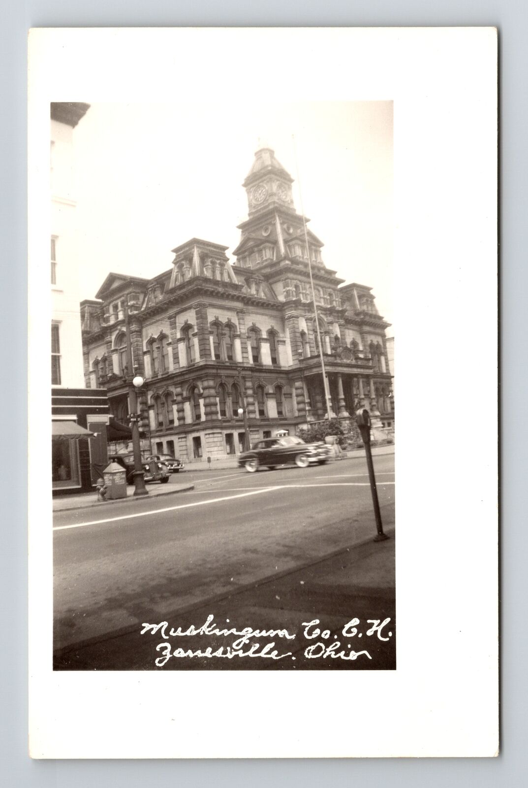 Zanesville OH-Ohio RPPC, Muskingum County Court House, Vintage c1940 Postcard