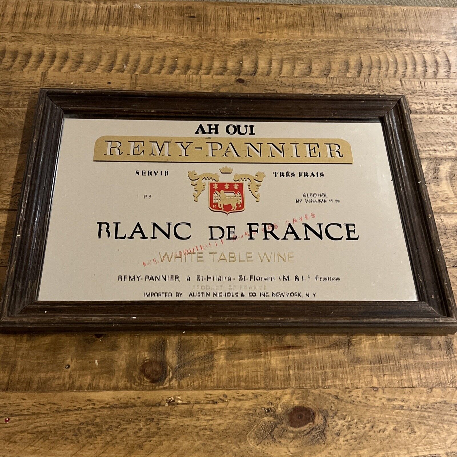RARE Remy-Pannier Blanc de France White Wine Bar Mirror 20.5” x 14.5” Vintage