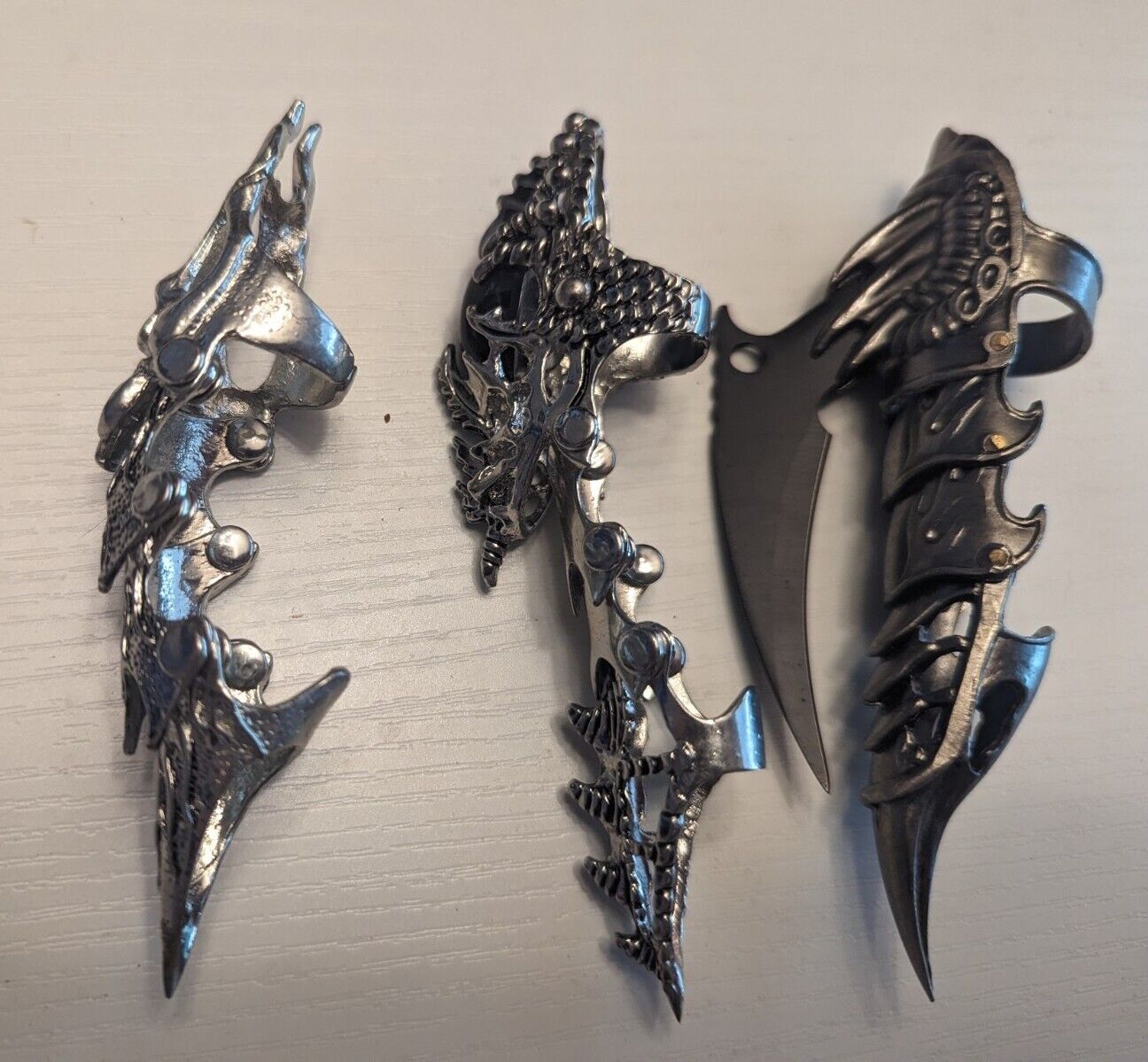 Set Of 3 Full Finger Armor Ring Claws Gothic Rave