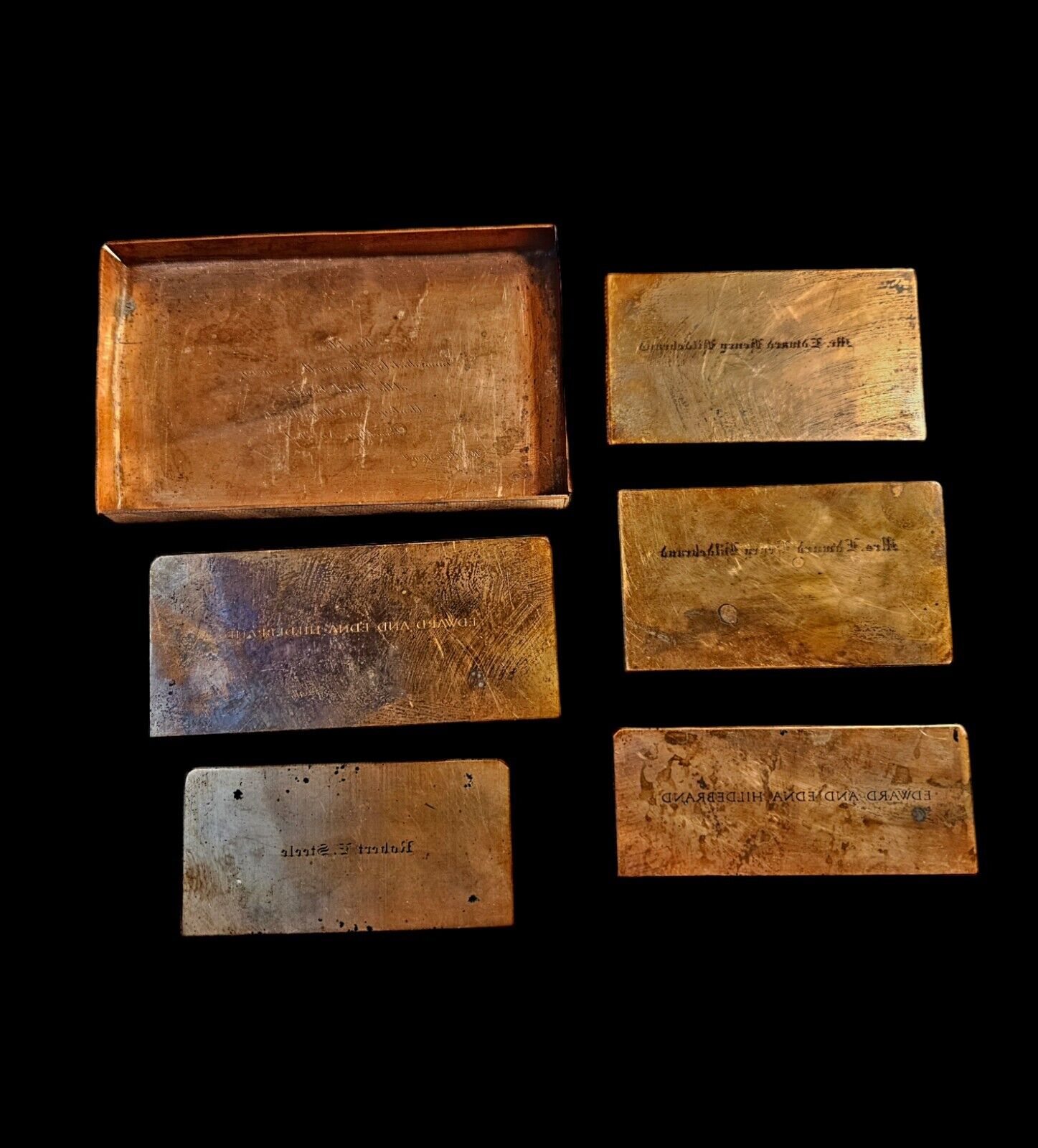 Antique Copper Printers Plates - Hildebrand & Steele Family