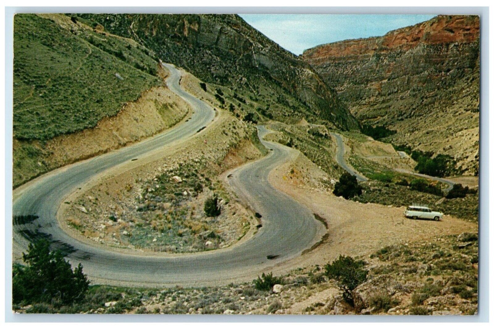 c1960\'s Switchbacks in Shell Canyon, Big Horn Mountains Wyoming WY Postcard