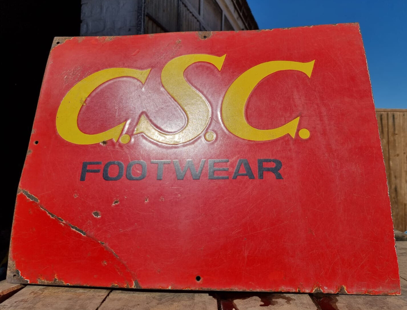 Vintage Old Antique Rare C.S.C. Footwear Adv. Porcelain Enamel Sign Board