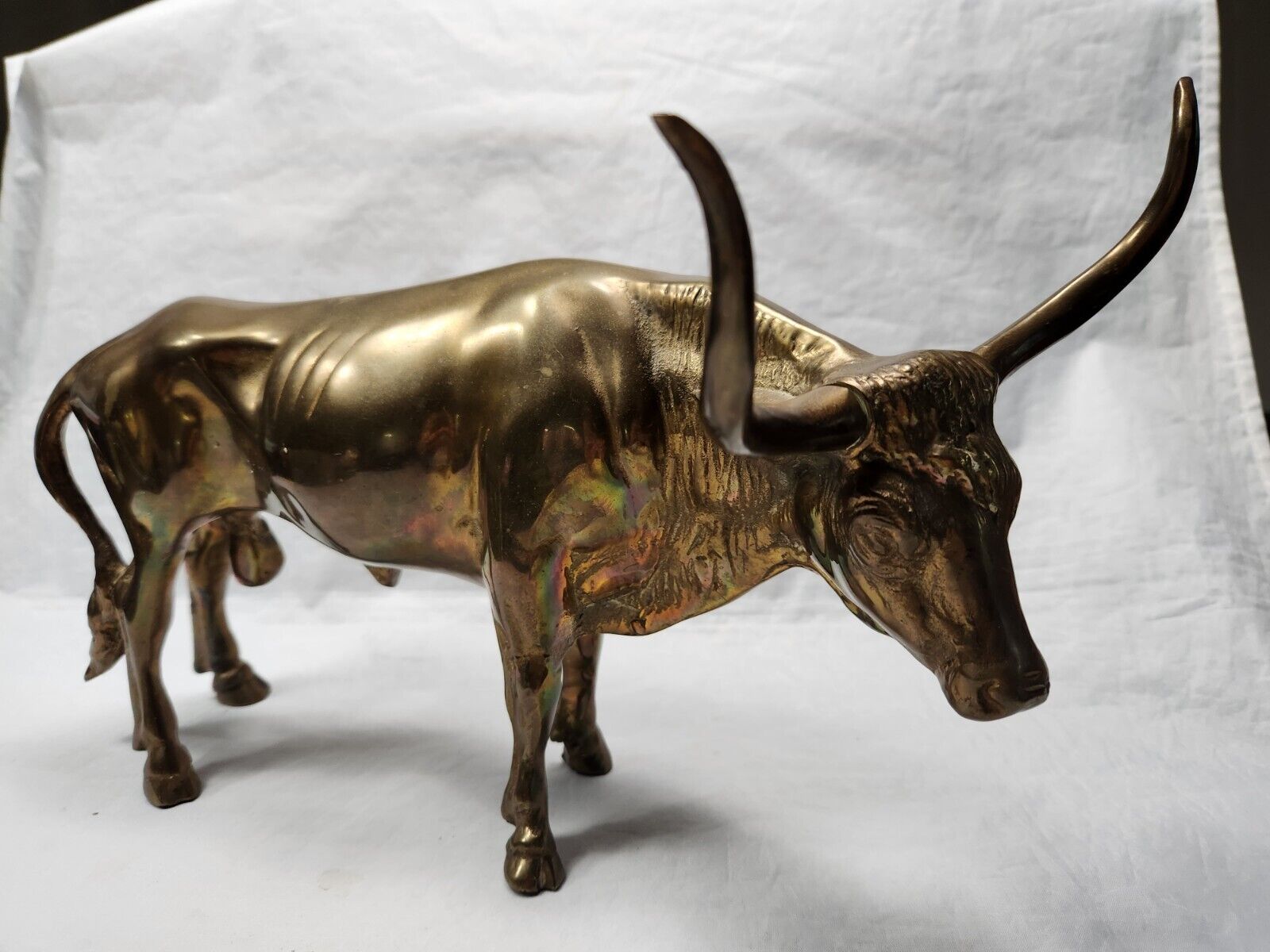Brass Longhorn Steer Figure 5 lbs Anatomically Correct Country Farm Rodeo Decor