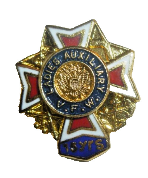 Vintage VFW Veterans Foreign Wars Ladies Auxiliary 15 Year Lapel Hat Pin Small