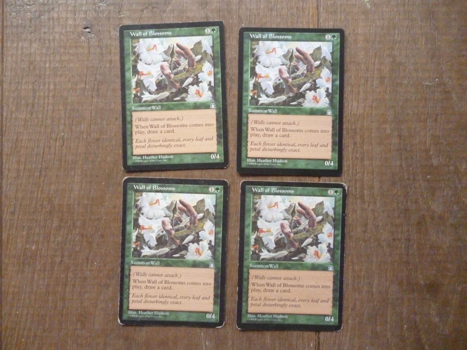 MTG 4 x Wall of Blossoms uncommon card Stronghold Magic The Gathering Playset