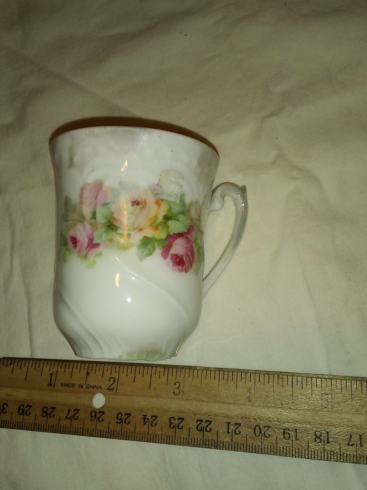 Antique porcelain german bavaria demitasse tea cup pink rose 1880 porcelain