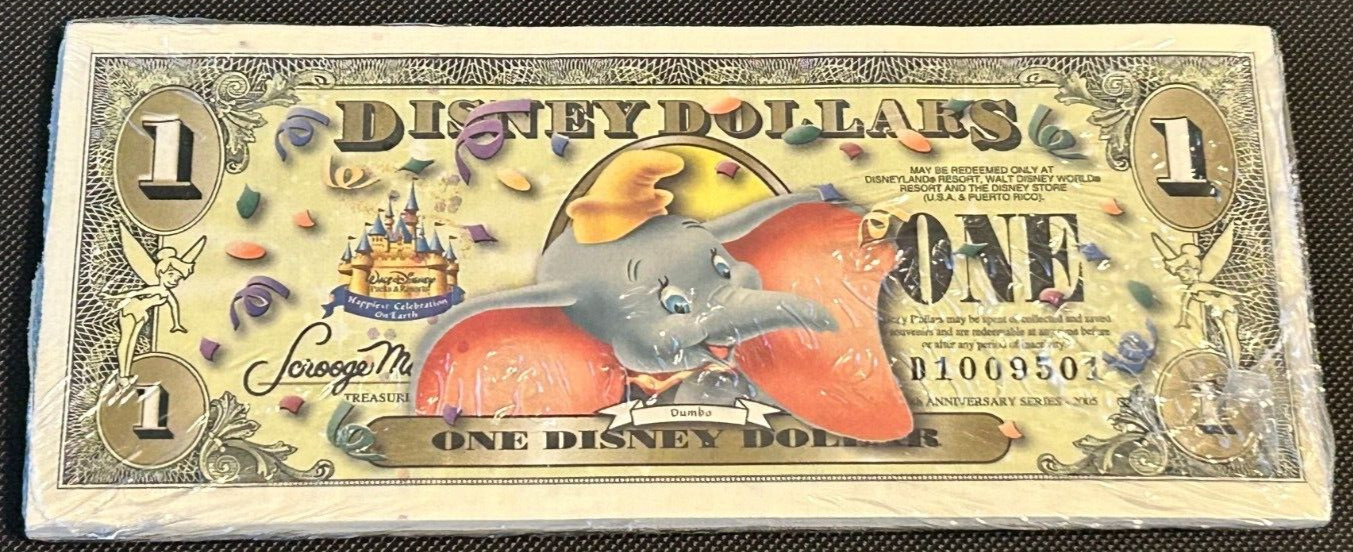 RARE 2005 D Series 25 Consecutive Dumbo Factory Sealed Pack Disney Dollars