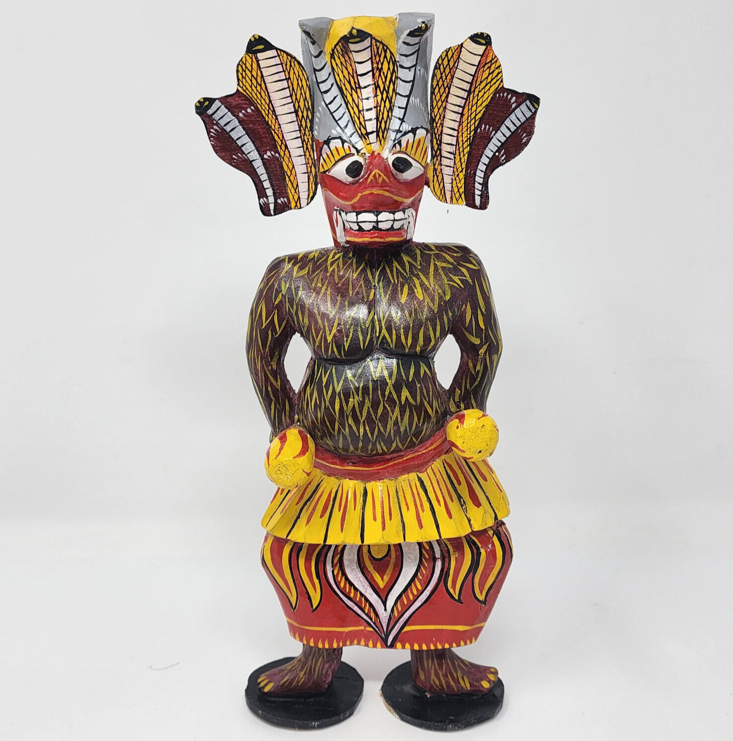 Sri Lanka Greedy Devil Figure Wooden Carved Handmade 10\