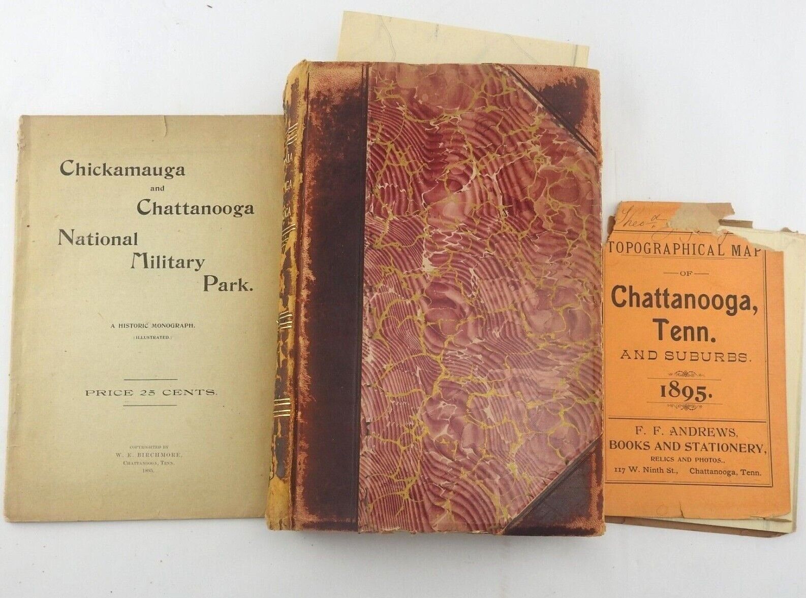 Civil War Era Lot Chickamauga Chattanooga Book 1895 Map Military Park TN 