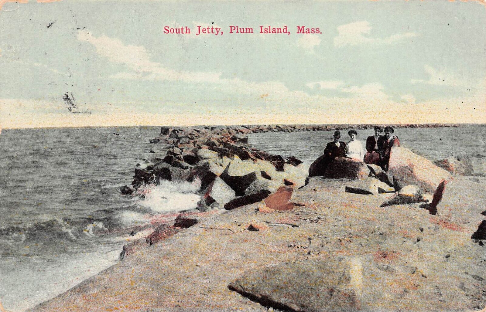 Newburyport Plum Island MA South Jetty Beach Cape Ann Early 1900 Vtg Postcard D2