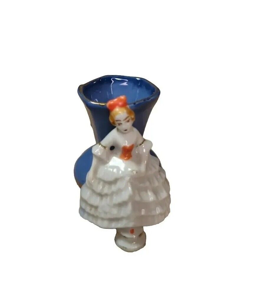 Vintage Japanese Toothpick Holder with Victorian Girl