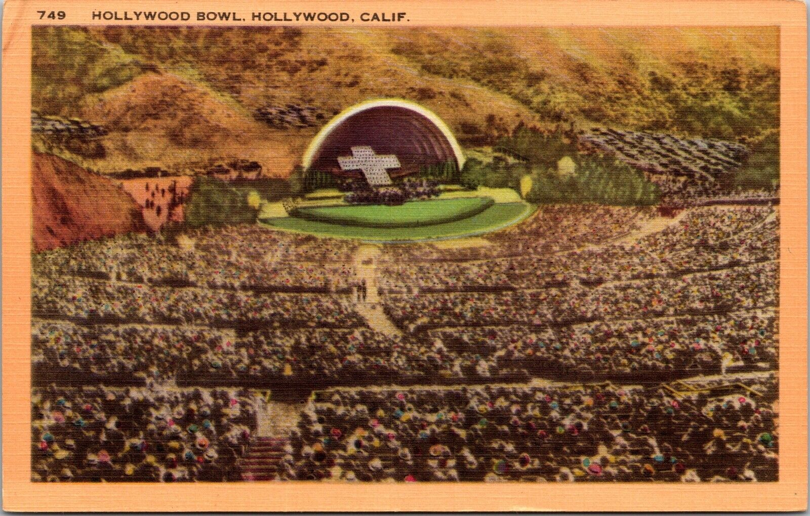 Vtg Hollywood Bowl Easter Sunrise Service Amphitheatre Hollywood CA Postcard