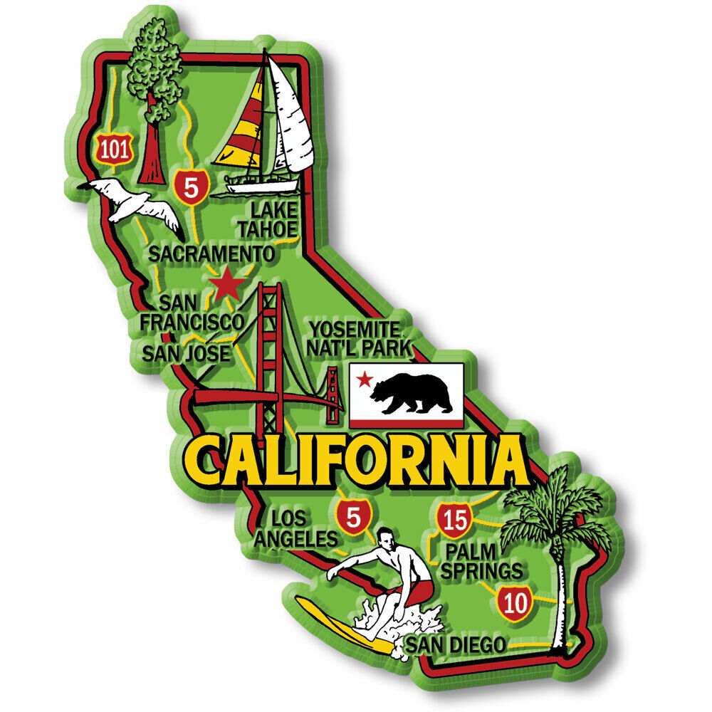 California Colorful State Magnet by Classic Magnets, 3.3\