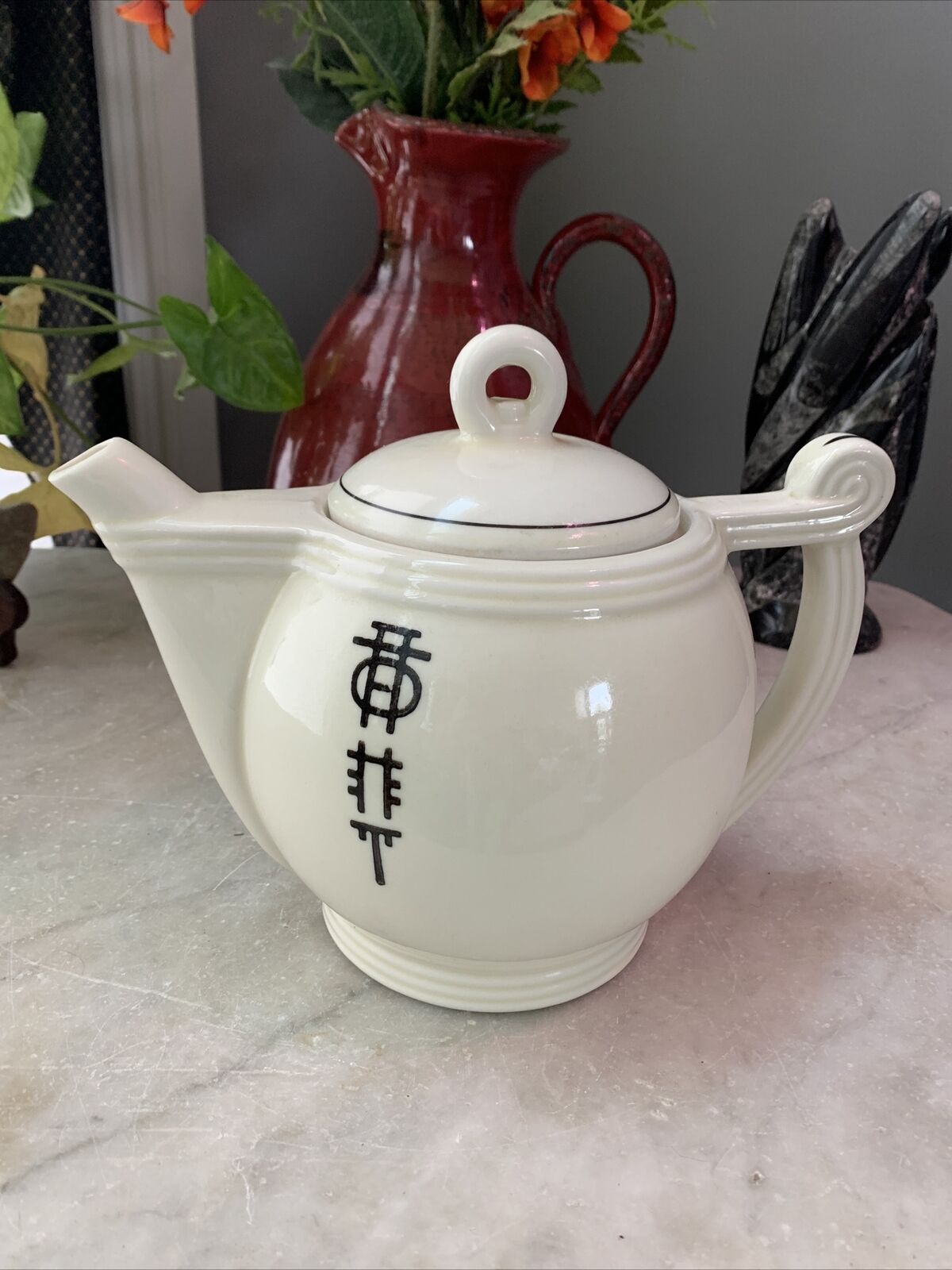 porcelier vitreous china teapot Antique 1920s \