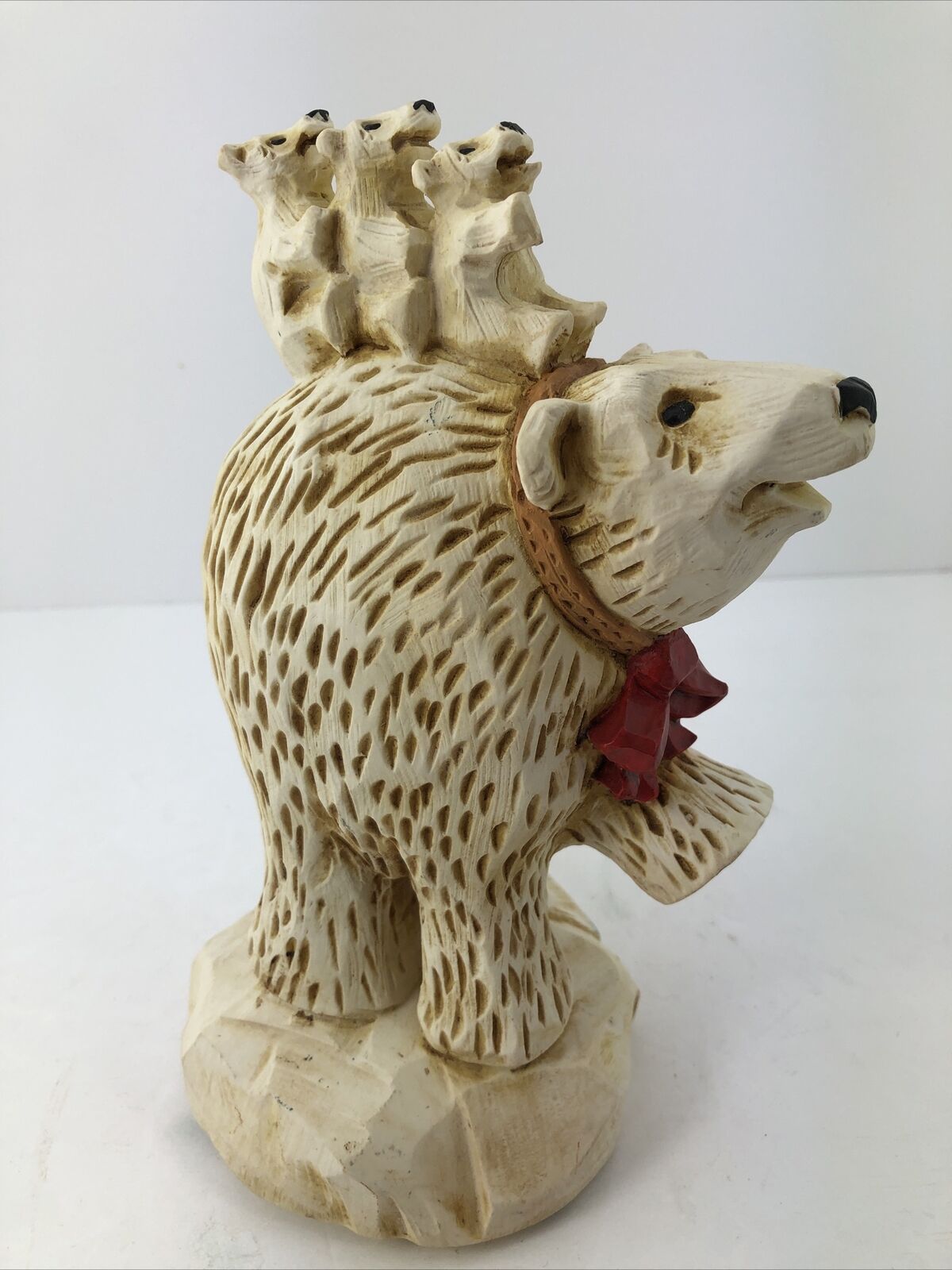 David Frykman Polar Bear Baby Cubs /Mom On A￼Iceberg Figurine 8” 1995 Vintage