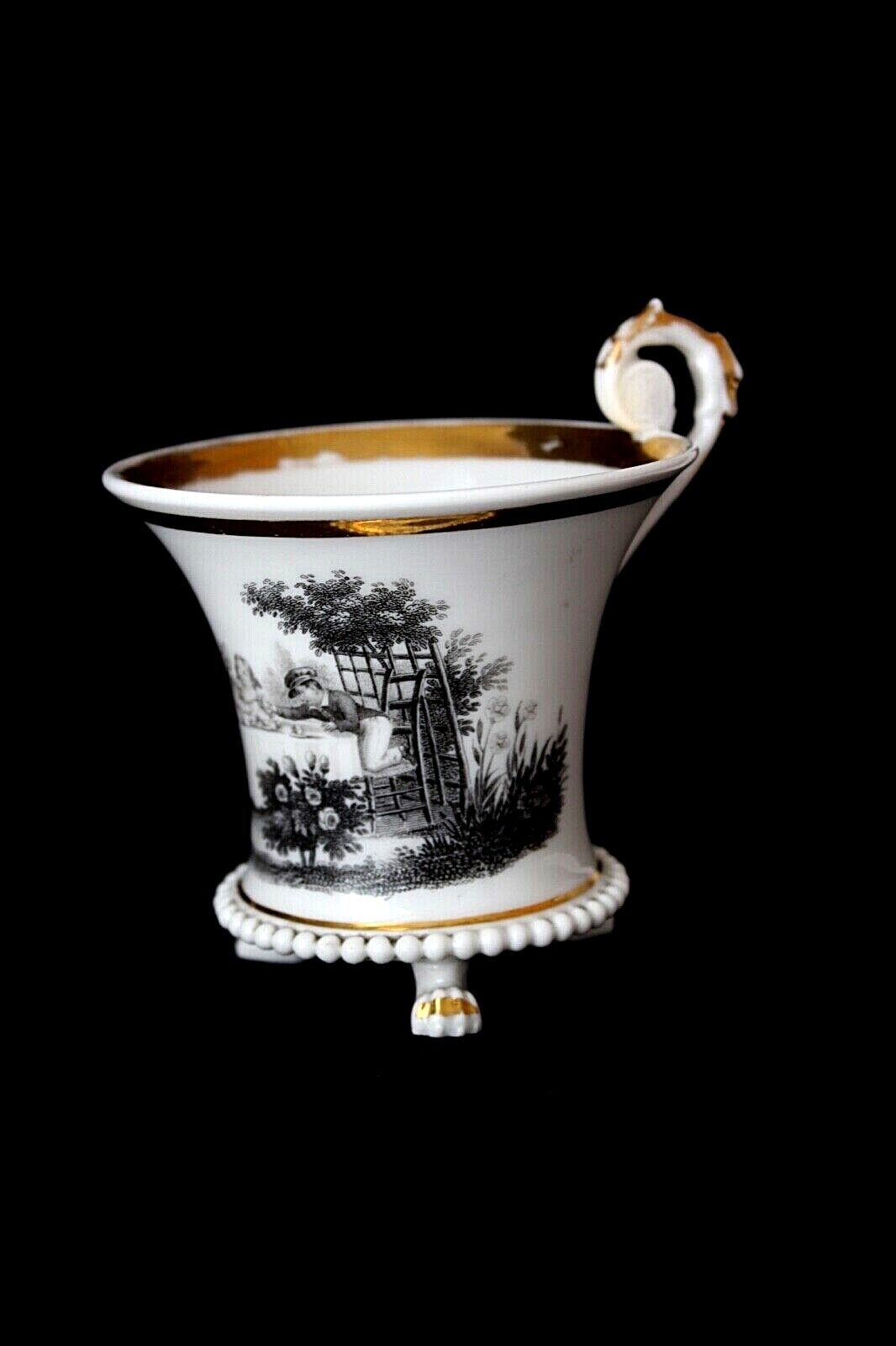 Antique French Empire Old Paris Porcelain Manufacture de Locre cup c 1810-1820